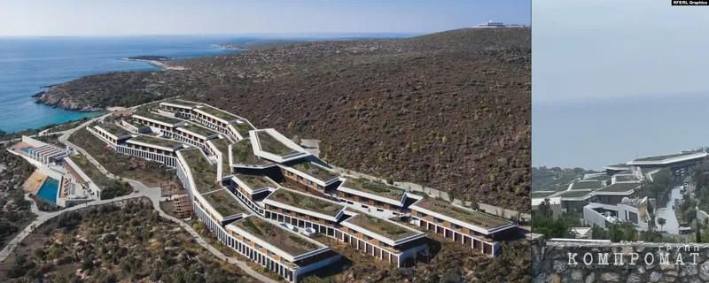 Курорт Six Senses Kaplankaya на туристической сайте и на видео Лидии Слуцкой (справа)