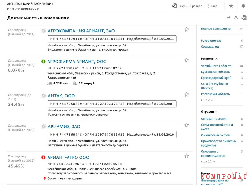 Де-юре в России Юрий Антипов не владеет ничем